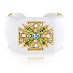 Verdura-Jewelry-Maltese-Cross-Cuff-Cocholong-Gold-Aquamarine-Peridot-Pearl-150x150