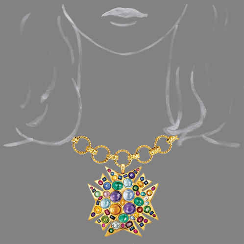 Verdura-Jewelry-Theodora-Brooch-Circle-Rope-Link-Necklace-Scale-Rendering